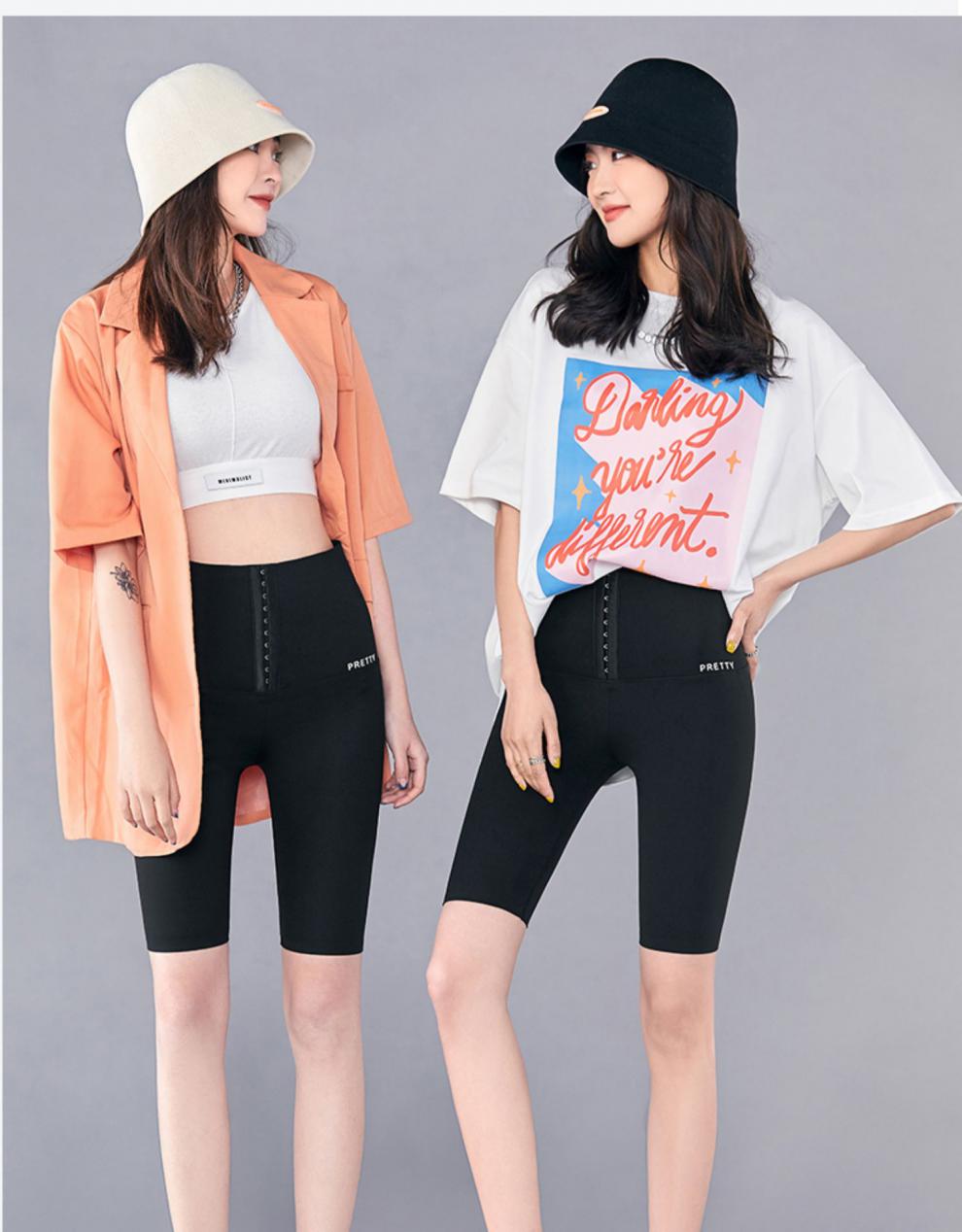 2022新款五分提臀裤五分排扣鲨鱼裤女外穿夏季薄款2022新款高腰收腹