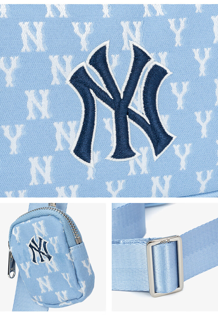 mlb洋基队小方包2022新款包单肩斜挎ny子母包韩版老花复古相机包 黑色