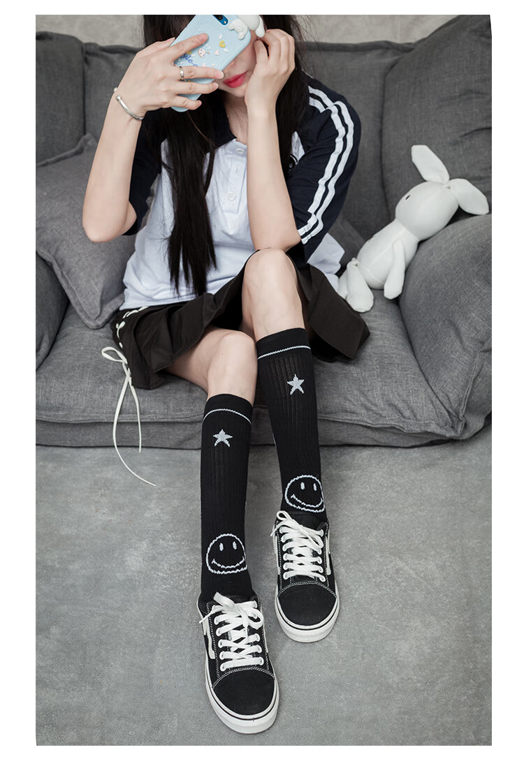 凡雪柔 女生学生jk制服中高筒长筒袜子日系瘦腿长袜女潮ins及膝袜不过