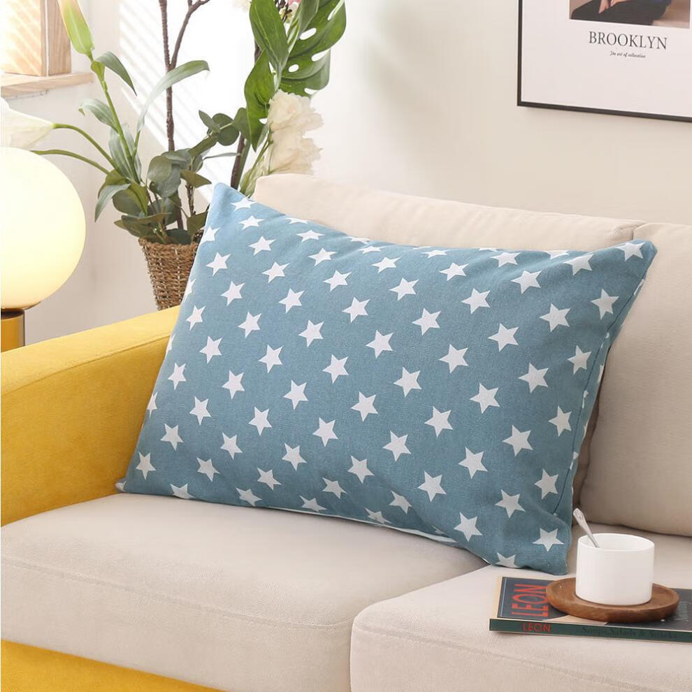 帆布抱枕套沙发靠枕长方形靠垫办公室简约腰枕汽车靠垫腰靠蓝印长方形