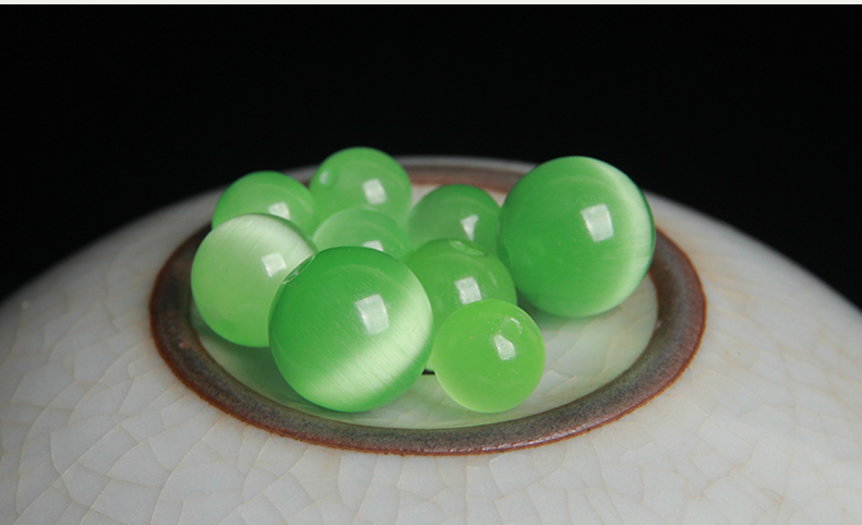 福铂睿fbri翠绿浅绿色猫眼石圆珠散珠饰品配珠佛珠手链半成品配件送