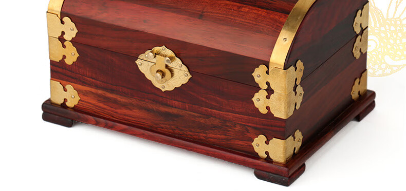 大红酸枝红木首饰盒带锁 中式实木质复古手饰品收纳盒装饰木盒子