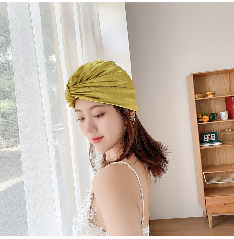 日韩高档 游泳帽女生长发不勒头时尚可爱舒适成人潮款纯色布料泳帽