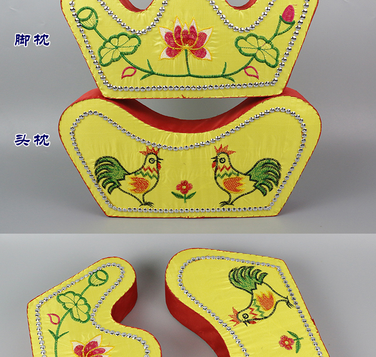 寿枕男女绣花枕头垫脚枕基督教寿枕老人冲喜寿衣全套殡葬用品枕头