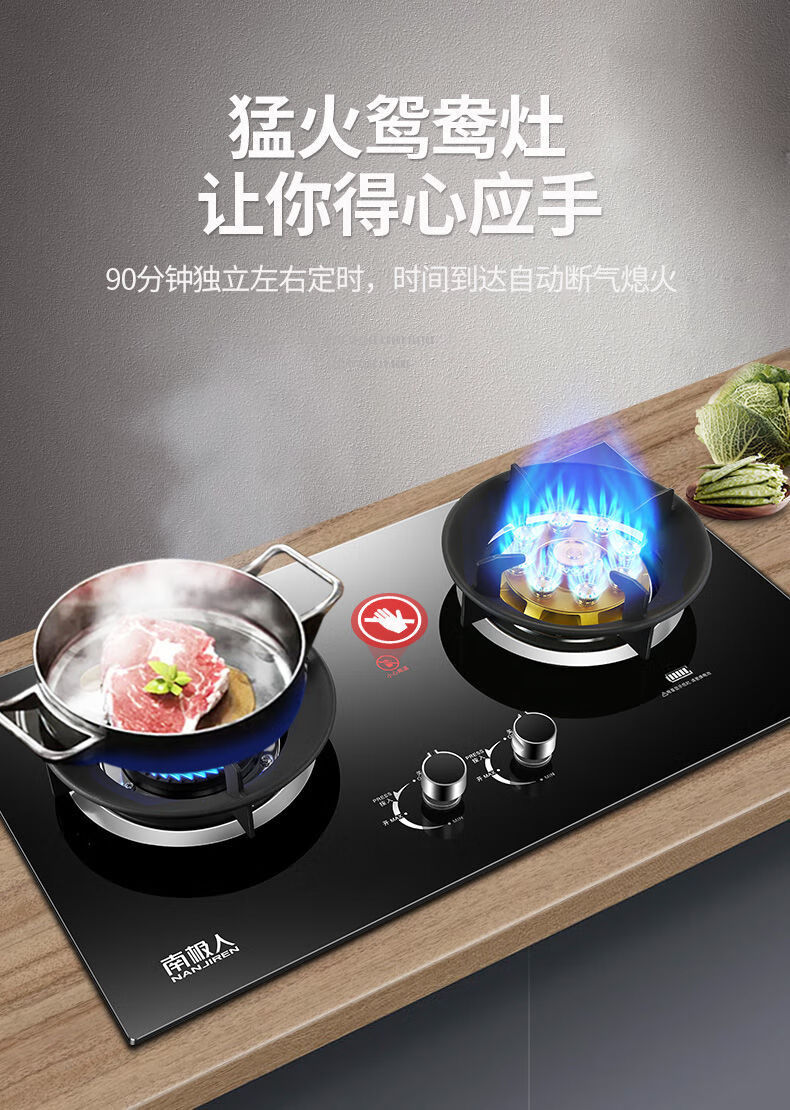 南极人煤气灶双灶燃气灶天然气液化气灶家用猛火煤气灶台嵌两用米蚁