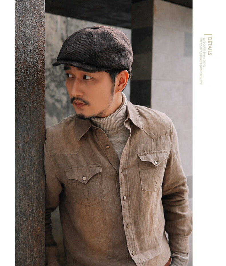 老爷车英伦复古加厚护耳八角帽男秋冬季保暖报童帽画家鸭舌帽潮贝雷