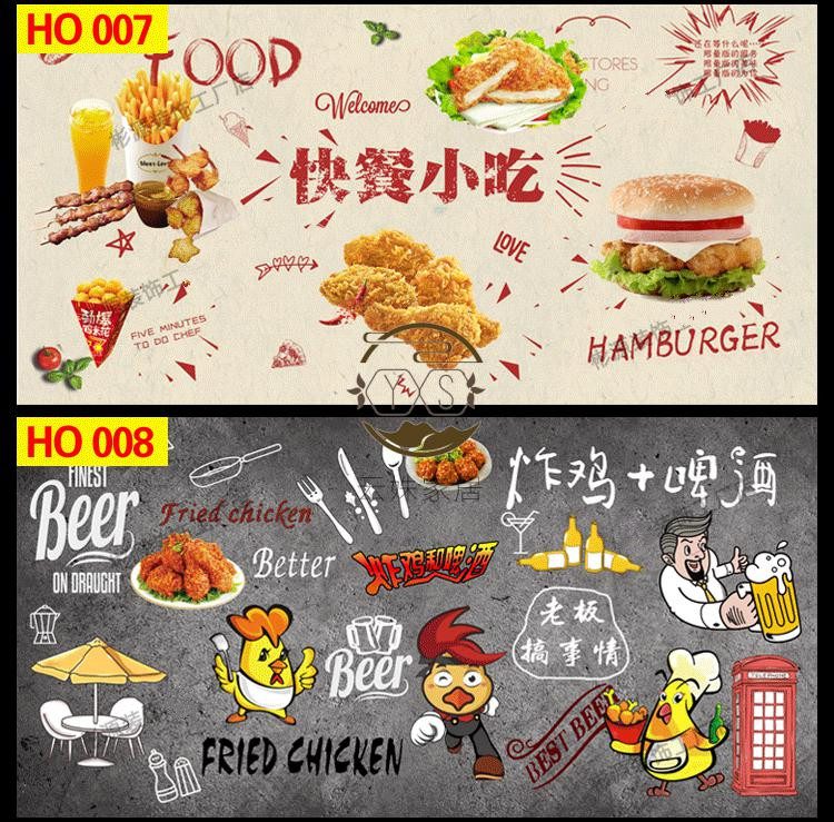 炸鸡汉堡鸡排奶茶店墙贴定制店铺装饰大幅墙海报贴画红色横款ho012