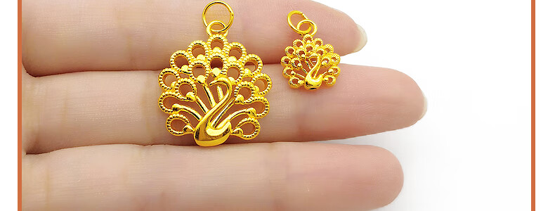 老凤凰黄金孔雀吊坠足金999孔雀开屏镂空金挂坠可搭配锁骨链送女友小