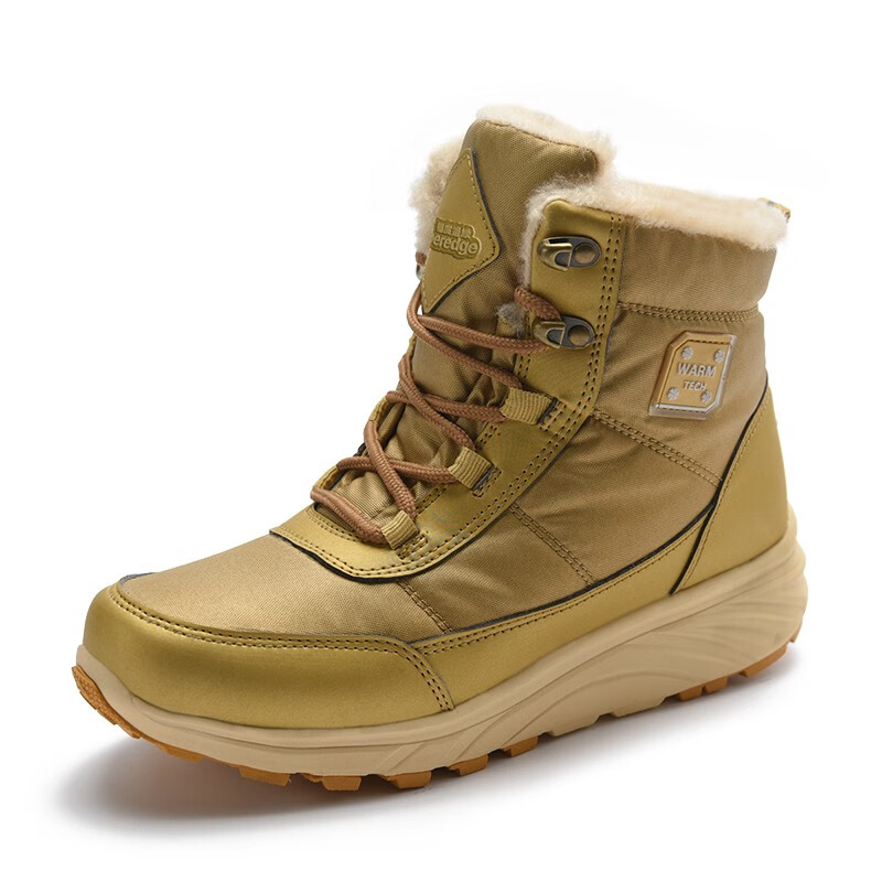 厚底东北羊毛加绒防水男女哈尔滨雪乡雪地靴俄罗斯棉鞋靴子 香槟金 39