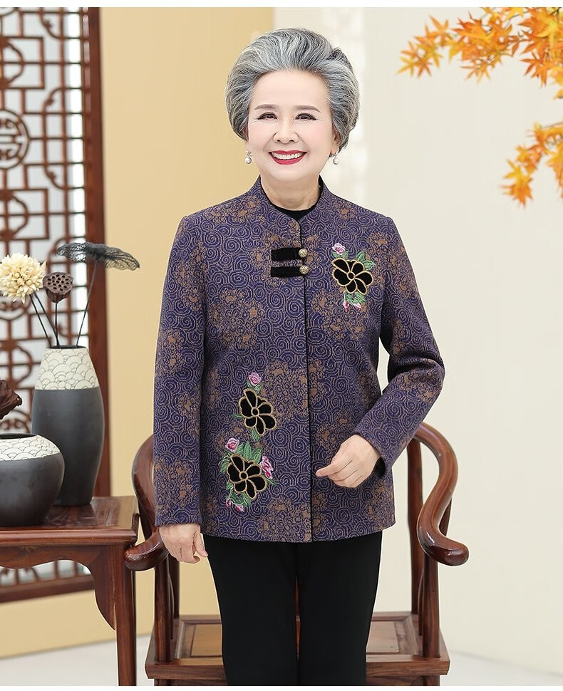均欣中老年女装秋冬外套老年人衣服春秋季60岁7080奶奶装老妈妈上衣