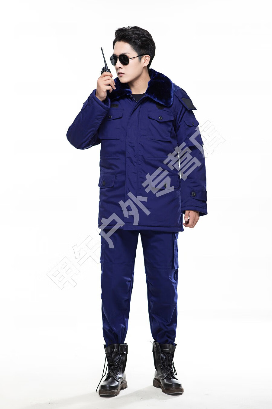 甲者 冬装加厚防寒服消19防员火焰蓝大衣迷彩服救援作训服冬季棉大衣