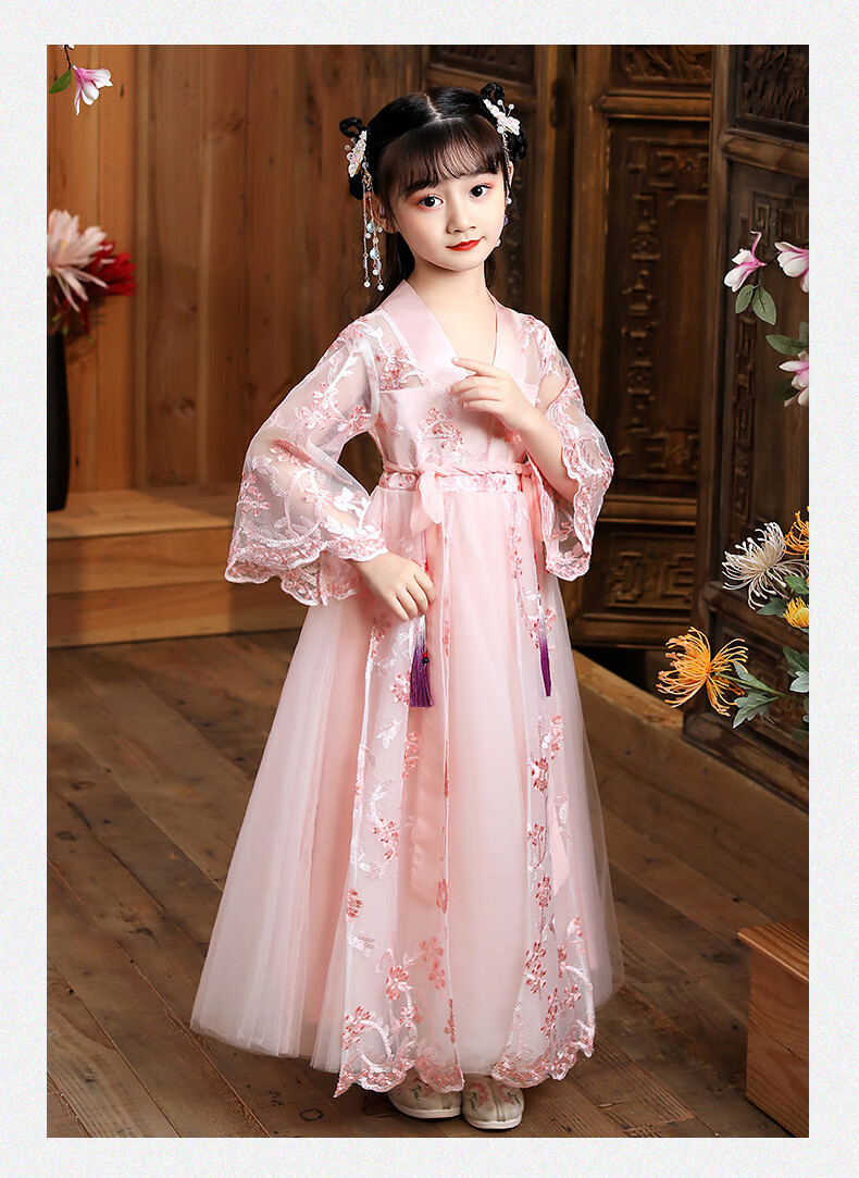 瑾巡汉服女童春秋季古风女装儿童古筝小女孩仙女裙小学生古装超仙公主