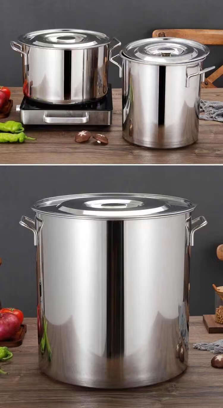 不锈钢锅商用汤桶带盖汤锅加厚底大容量炖汤锅家用储水桶不锈钢桶钢印