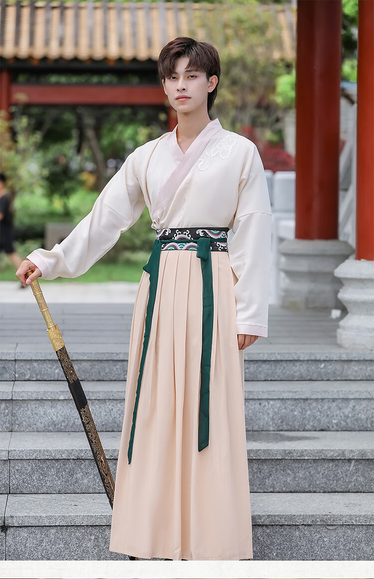 卡辑汉服男正版古装全套中国风重工刺绣交领齐腰襦裙魏晋风学生仙气