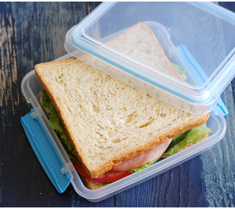保鲜盒大容量圆形三明治盒新西兰进口便携三明治盒子 早餐面包盒 水果