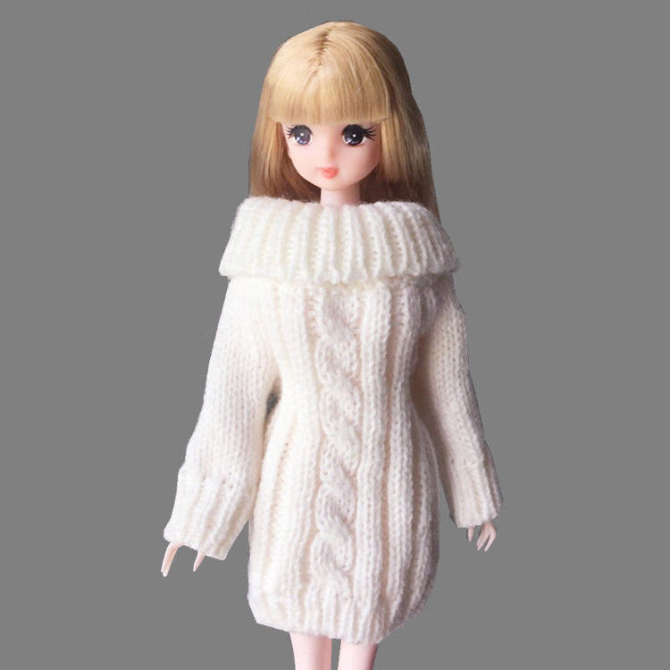 30厘米芭比娃娃穿的毛衣套头针织毛线衣服洋娃娃换装6分心怡可儿 粉红