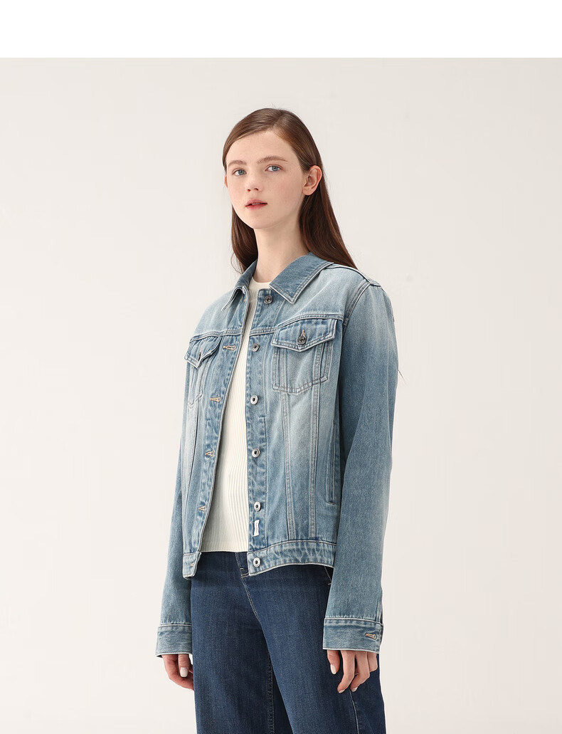 全棉时代女士牛仔外套纯棉宽松女外搭长袖上衣百搭衣服21秋新款中牛仔