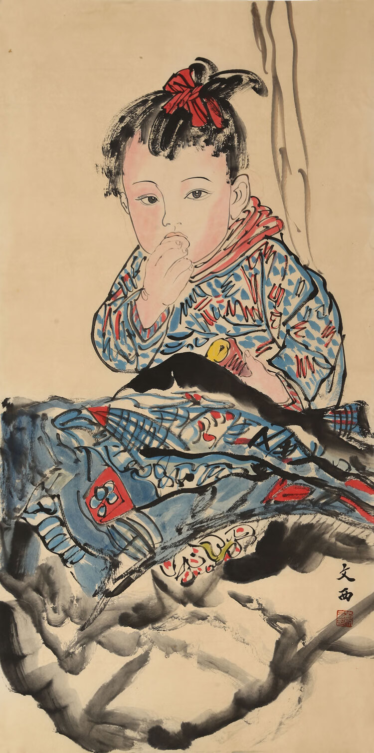 名家刘文西人物字画精品写意三尺竖幅国画陕西名人纯手绘书画收藏纯