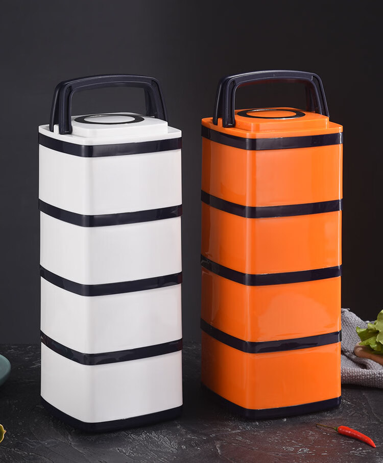 多层保温饭盒304不锈钢保温饭盒桶空4双层学生便当盒多层餐盒日式白色