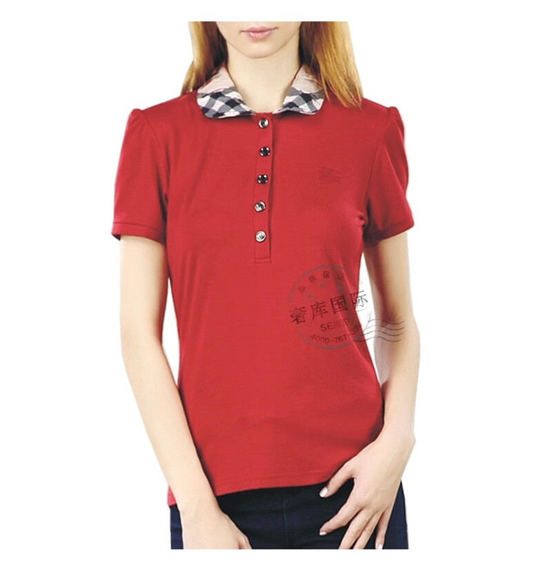 巴宝莉(burberry)t恤女格纹短袖polo衫 浅粉色3861165 m