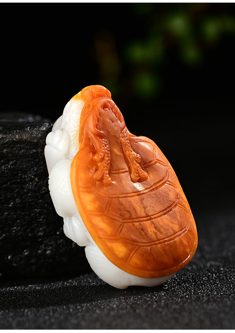 308黄皮巧雕和田玉龙龟把件富贵龙头龟手把件新疆玉石挂件男