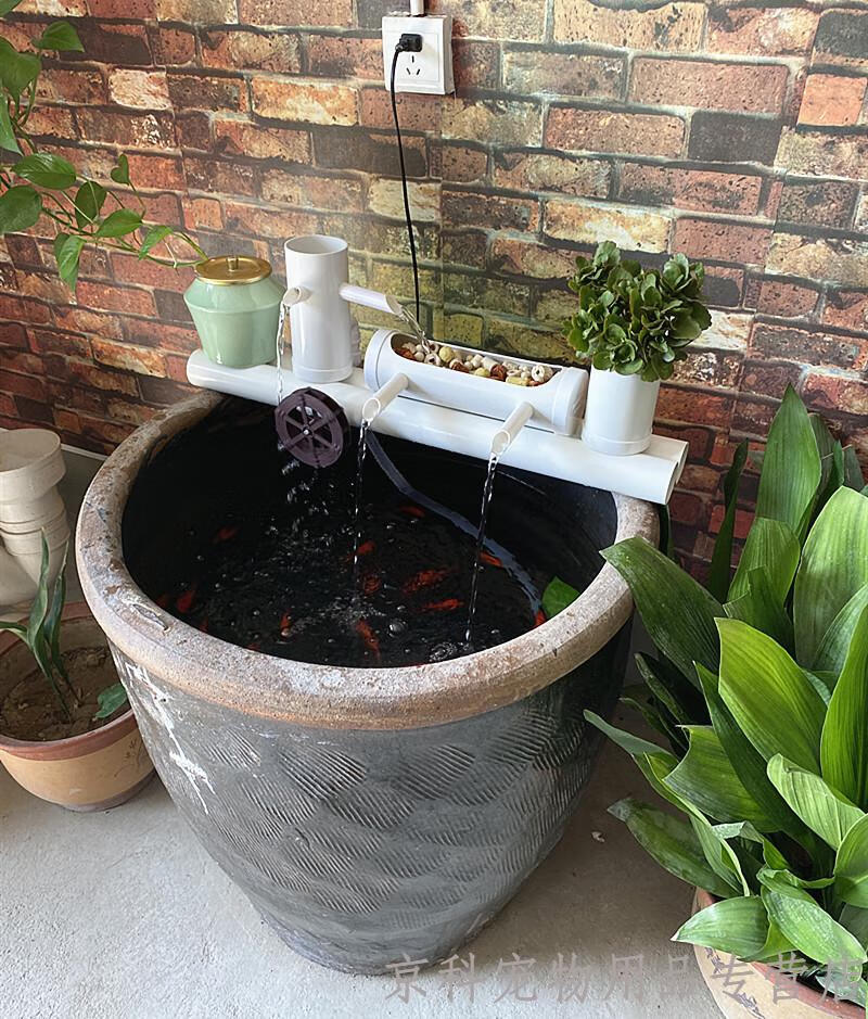 京选推荐鱼缸过滤器上置水循环流水器瓷缸石槽圆形瓦缸养鱼增氧小型