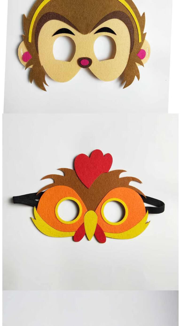 【万圣节】儿童动物十二生肖不织布面具圣诞万圣节日表演老鼠牛猪狗马