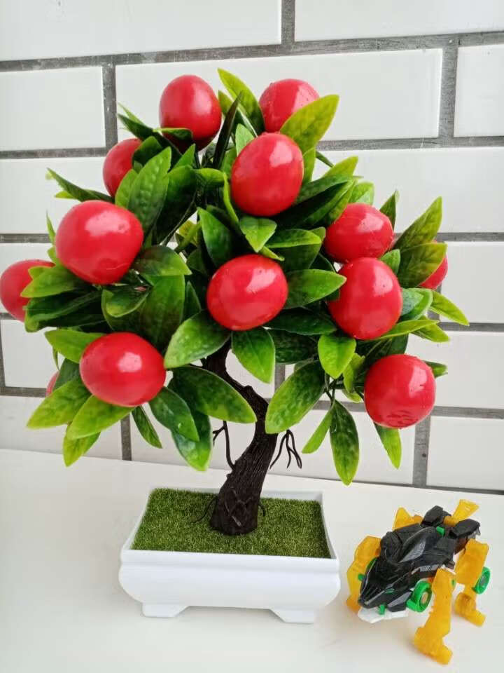 开关贴大中号仿真水果树橘子苹果桃子树盆栽塑料玫瑰假花家居饰品摆件