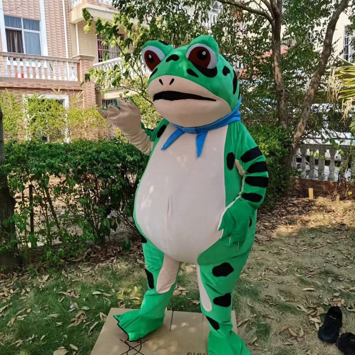 青蛙气模卡通人偶服装人穿玩偶癞蛤蟆毛绒头套人形动漫吉祥物 绿色棉