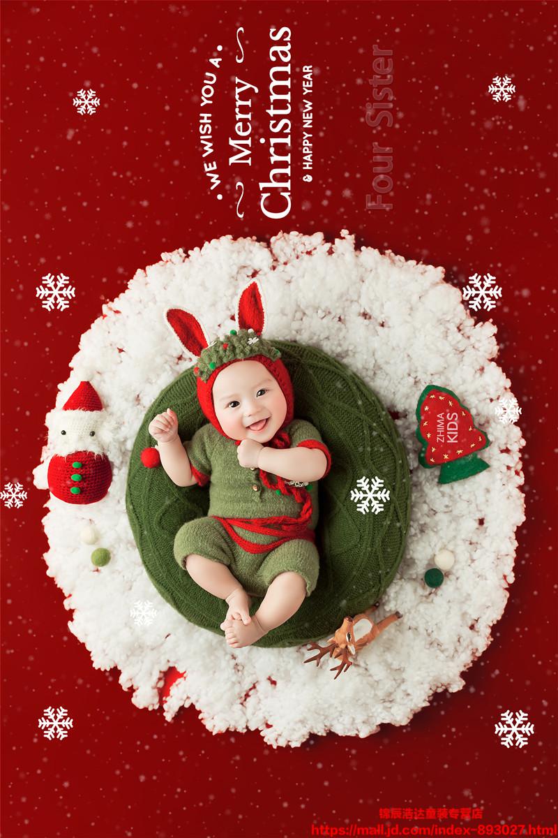 新款儿童摄影主题服装圣诞节婴儿满月百天照宝宝艺术照拍照服饰t05款