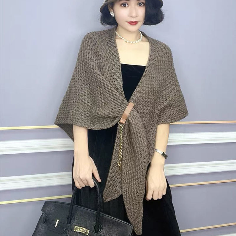 美充充 小披肩裙子外搭女新款韩版春季女披肩坎肩三角斗篷百搭保暖