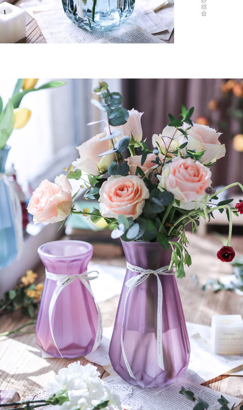 花瓶玻璃透明客厅插花北欧水培富贵竹现代简约干花瓶子水养绿萝大