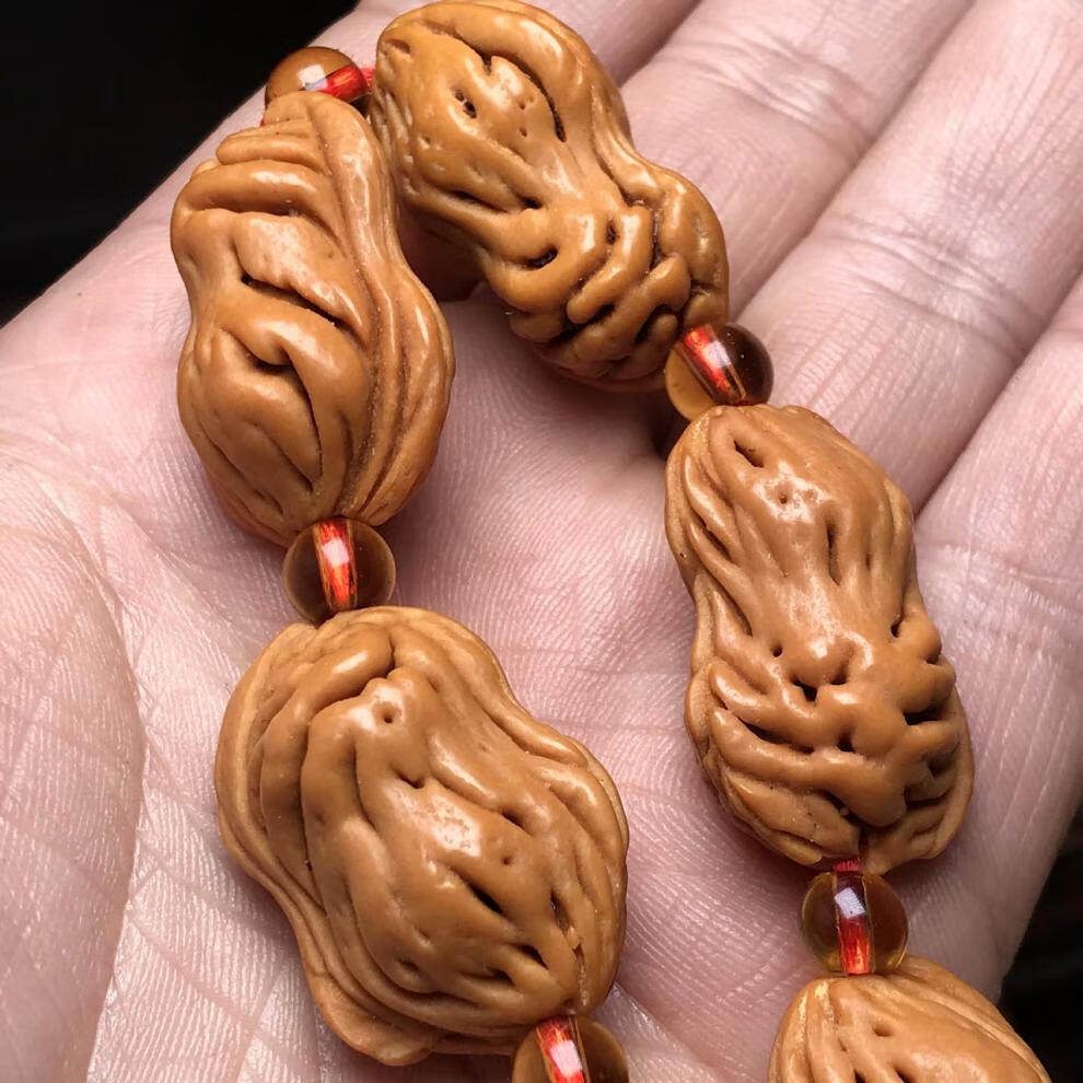 槿逸斯 野生花生核桃手持念珠 抛光异型文玩核桃车挂件 男款佛珠 22颗