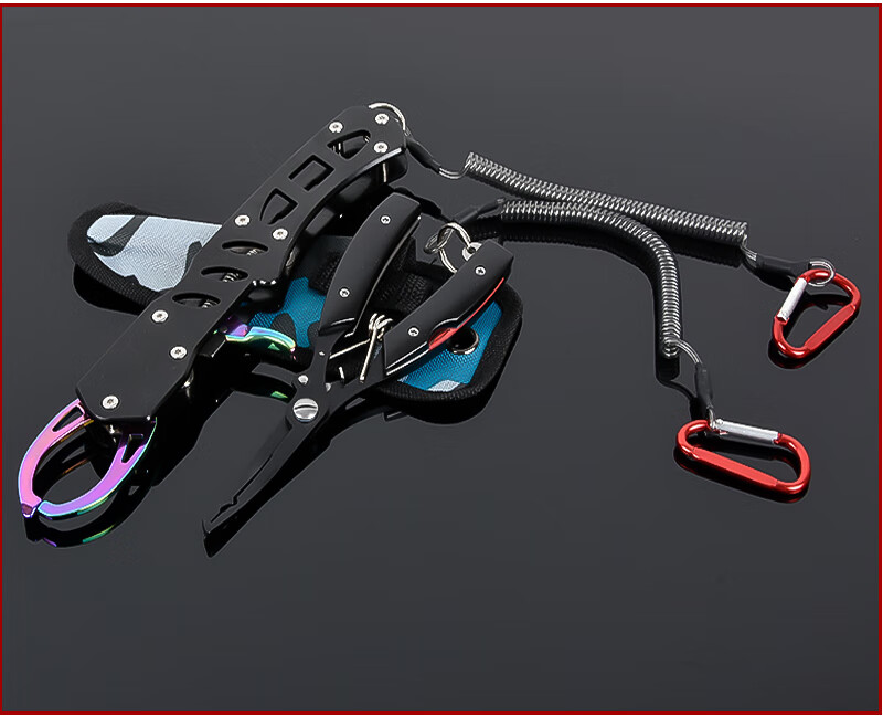控鱼器不锈钢控鱼钳夹鱼器取钩器多功能钓鱼工具便携枪柄钳 黑色控鱼