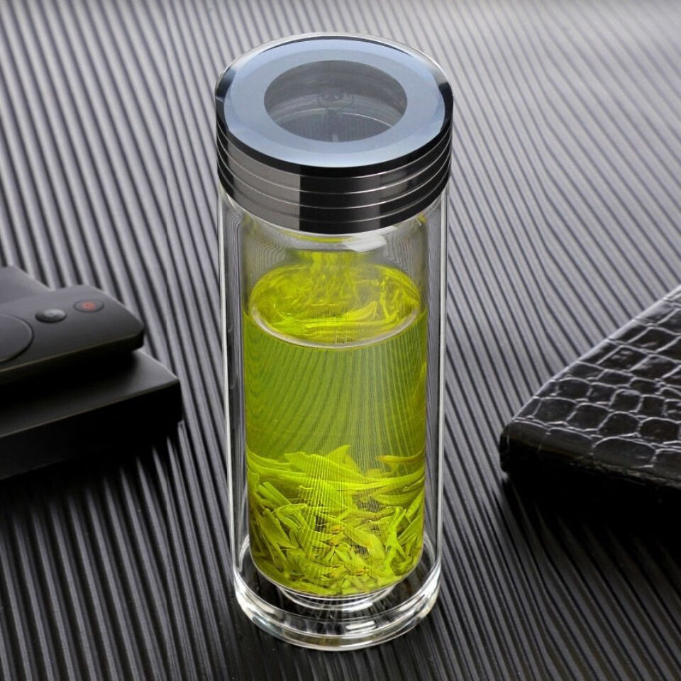 高端轻奢典界高档玻璃杯双层茶杯高端双层玻璃水杯男士泡茶杯便携车载