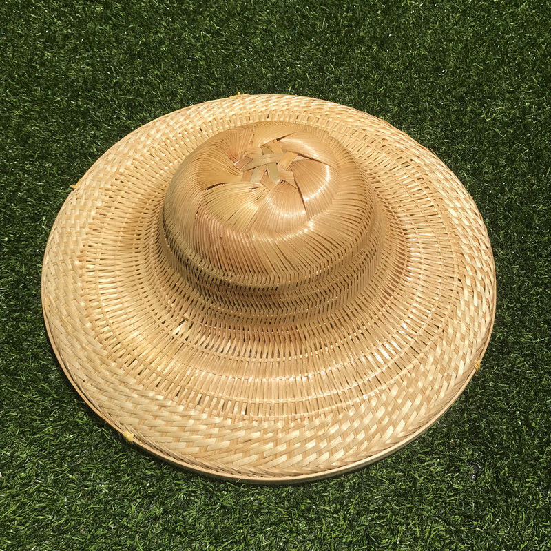 青衣麻相大圆帽手工竹编防雨草帽男钓鱼帽户外帽复古装饰表演帽子紫边