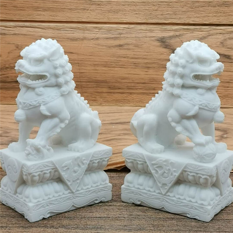 石雕狮子公母一对石狮子看门汉白玉摆件家居实用装饰工艺品狮子雕塑