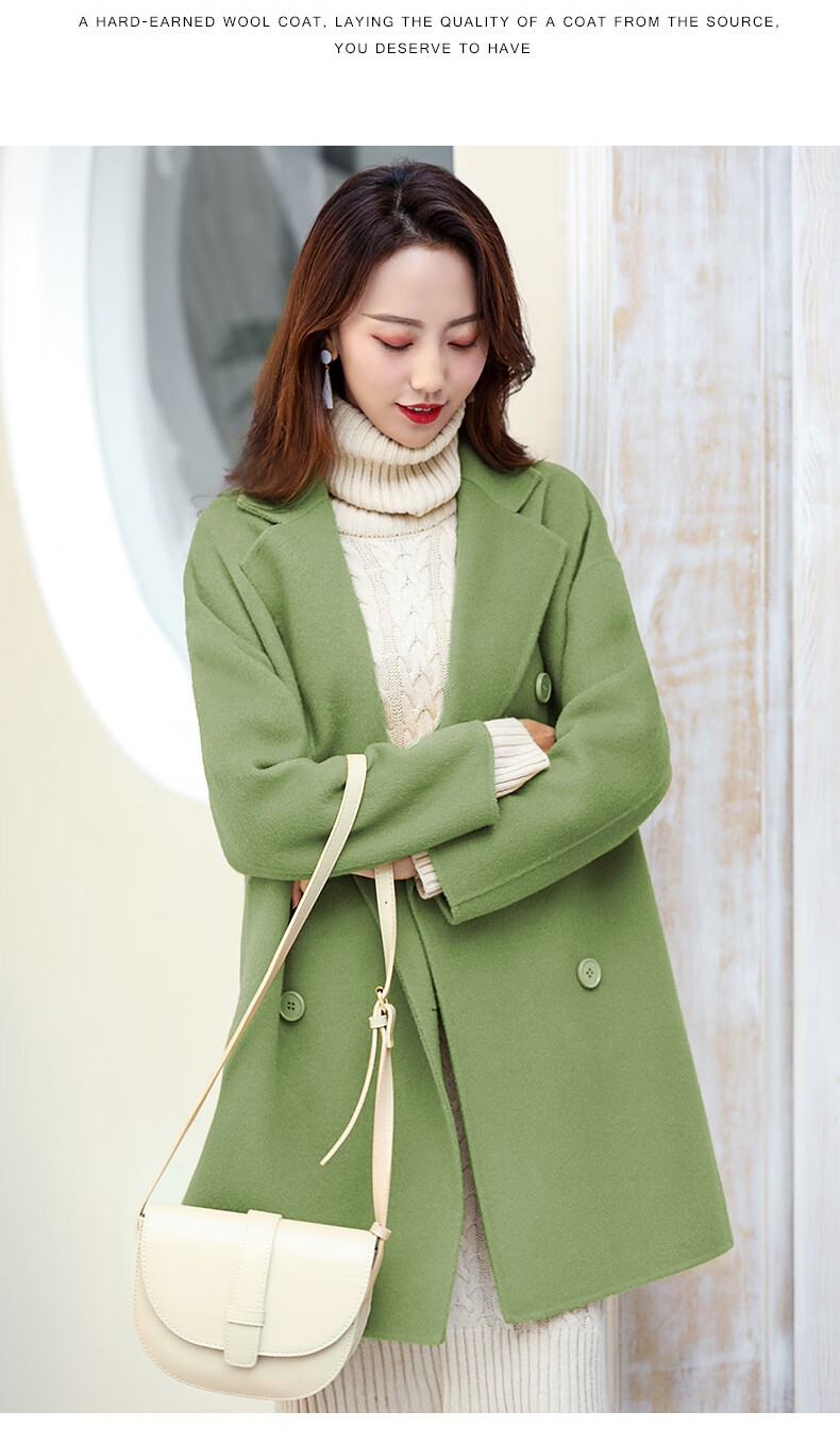 qiyun法式轻奢品牌双面羊毛呢子外套女2020秋冬新款韩版高端流行赫本
