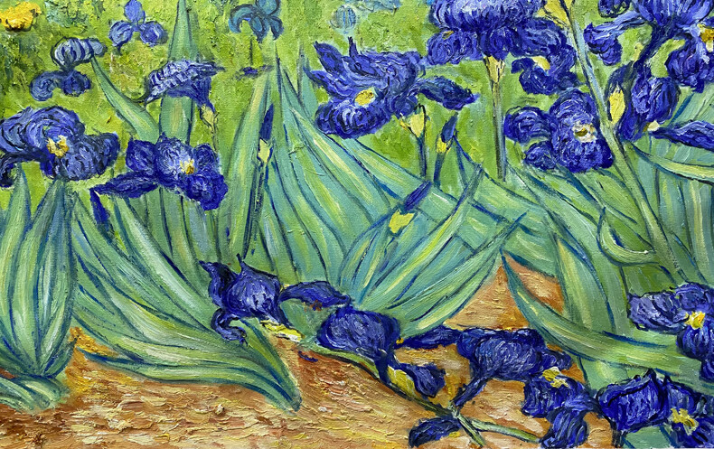 梵高装饰画梵高名画手绘鸢尾花油画挂画客厅沙发背景墙美式餐厅装饰画