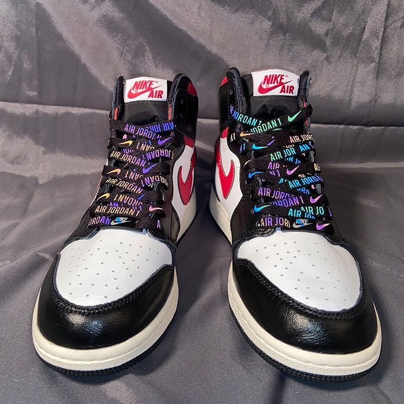 适配耐克aj1justdoit高帮全息镭射反光男女空军一号af13m反光鞋带绳子