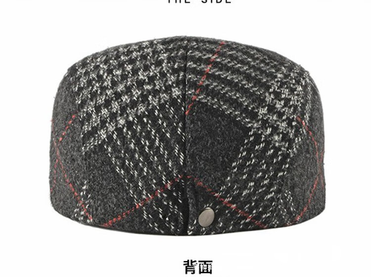 jeep吉普高档精品春秋冬天羊毛呢男士贝雷帽韩版格纹鸭舌帽英伦复古