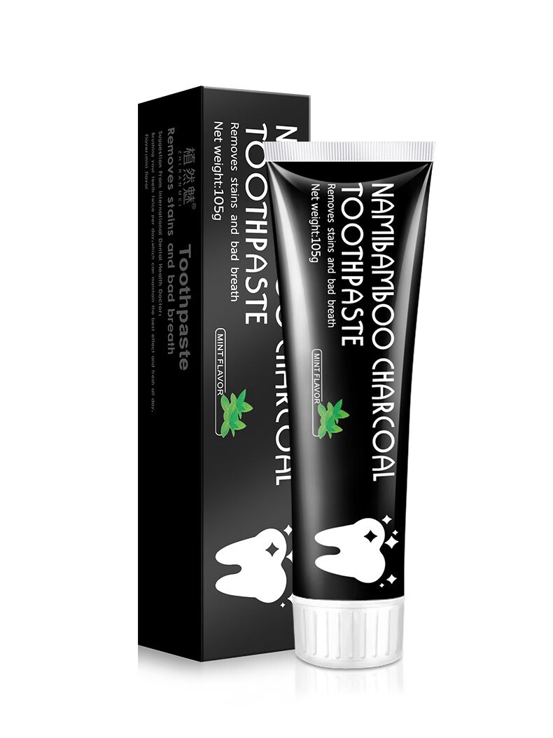 牙膏去口气去烟渍牙齿光亮洁白去黄清新口气男女士通用竹炭牙膏1支装