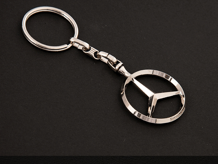 适用于奔驰环汽车钥匙扣挂件男士女饰品非原厂标志钥匙链圈 三叉戟