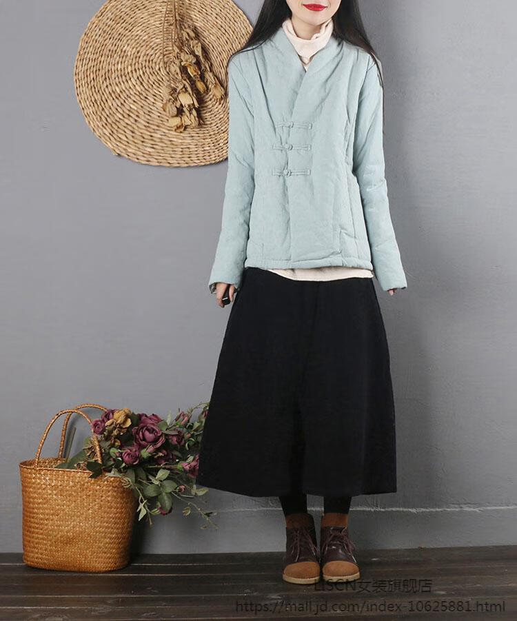 6767liscn民族风棉服女中国风复古文艺盘扣棉麻棉衣女冬季短款