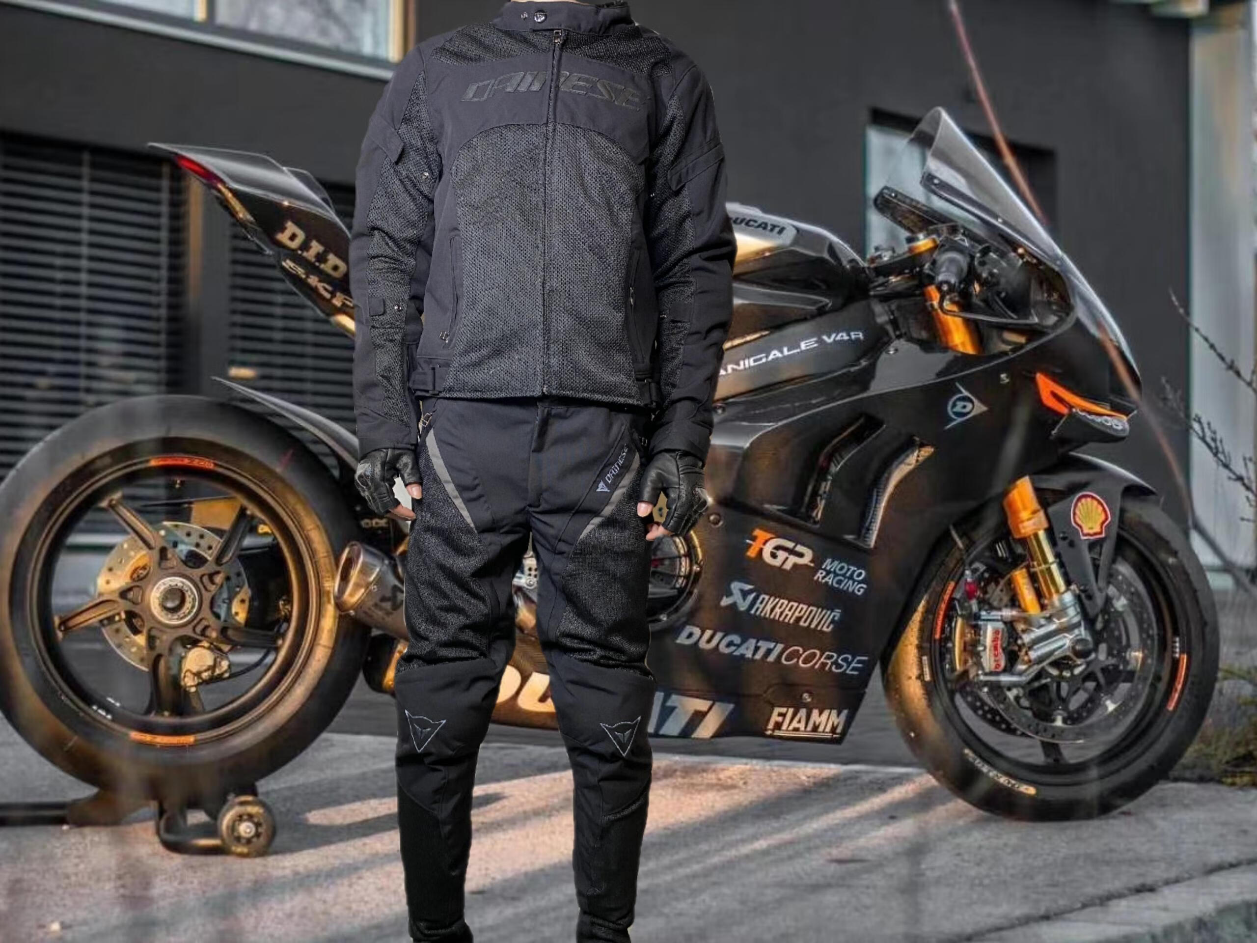 丹尼斯 摩托车骑行服赛车机车服男女套装骑士四季防水防摔夏季 黑橙色