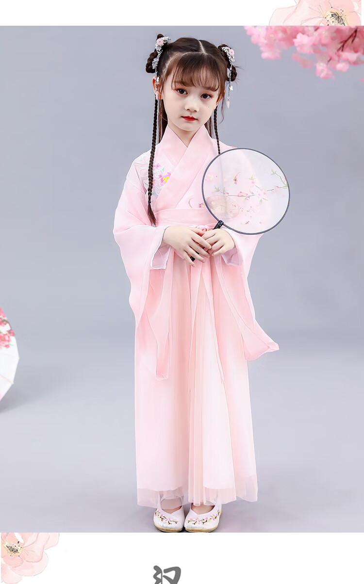 萌恬声汉服女童6-12岁夏季新品小女孩穿的古装汉服薄款中小学生女童