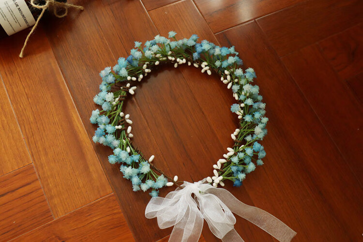 韩式清新唯美满天星花环新娘写真拍照道具头饰度假海边发饰花冠 白色