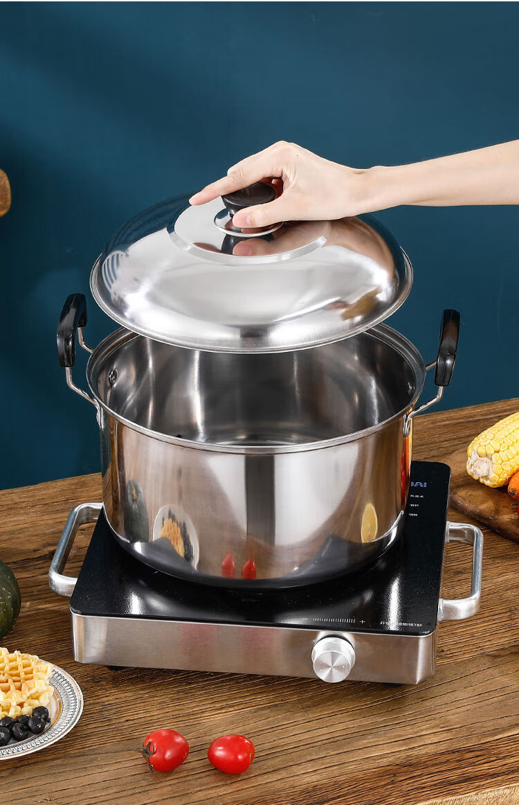 苏··泊尔品质不锈钢汤锅加厚家用大容量煲汤炖锅煮面条煮粥奶锅电磁