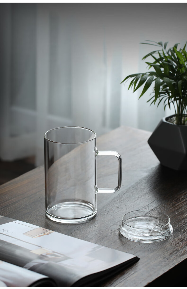 超大玻璃杯大容量泡茶水杯1000ml杯子男士办公室带盖把手大号茶杯