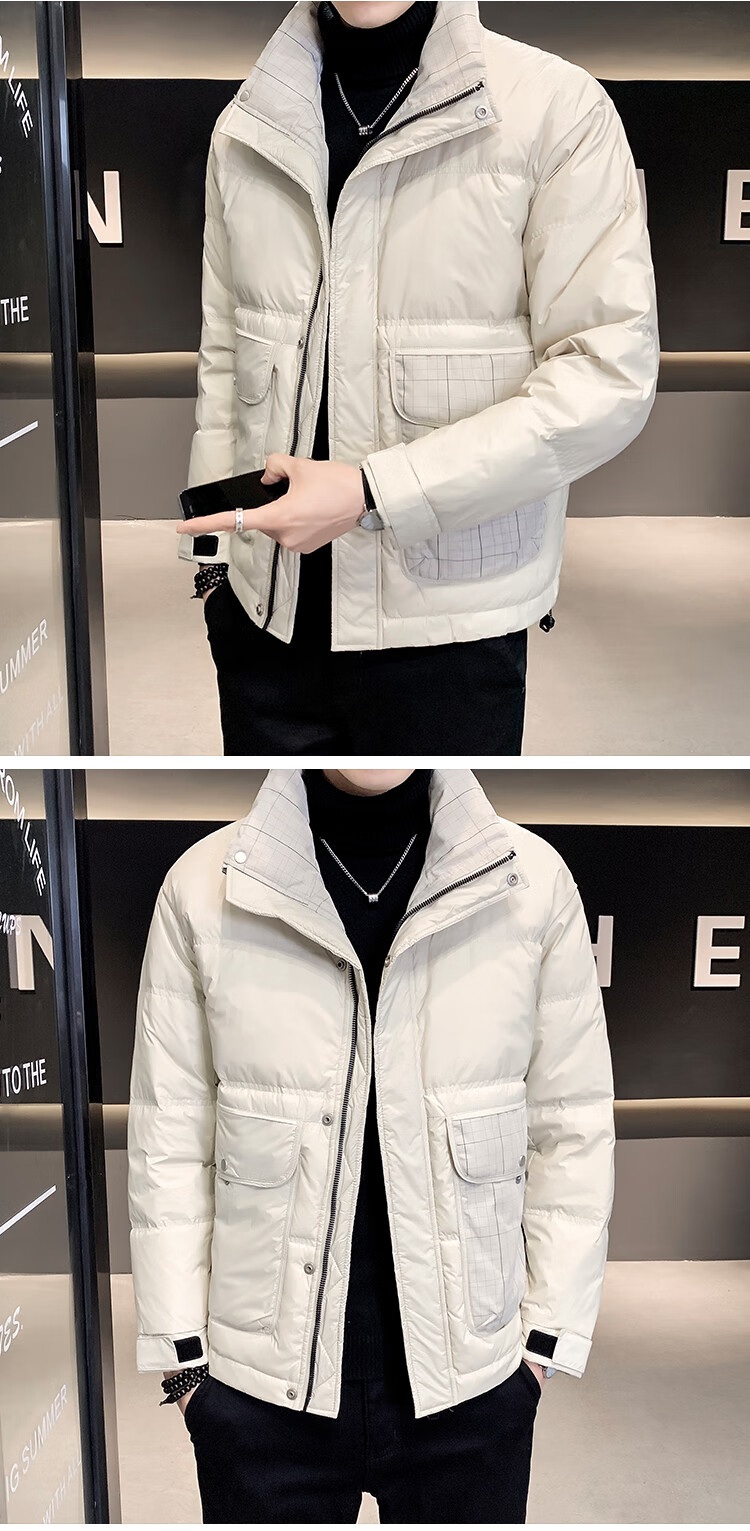 polo sport保罗旗舰店 冬季立领羽绒服男士短款加厚宽松面包服大码